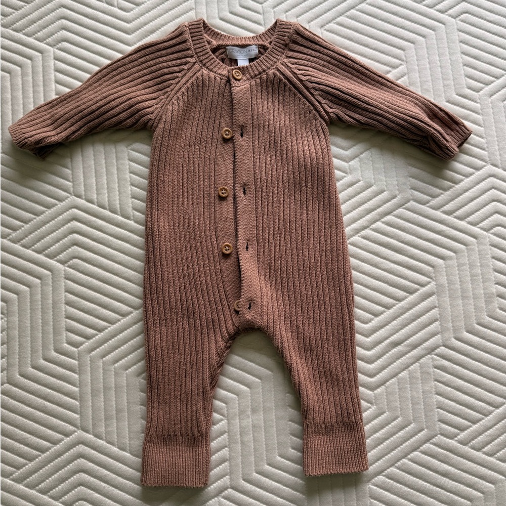 Grayson Mini Brown Knit Kids One Piece